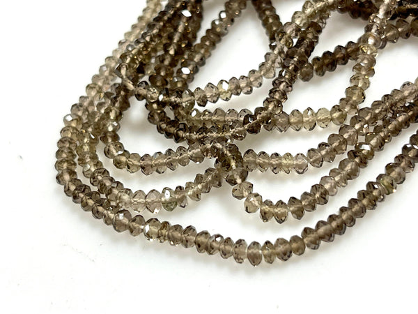 AAA Micro Faceted Multicolor Natural Smoky Quartz Rondelle Beads 4mm Laser Diamond Cut Gemstone 15-15.5" Strand