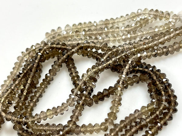 AAA Micro Faceted Multicolor Natural Smoky Quartz Rondelle Beads 4mm Laser Diamond Cut Gemstone 15-15.5" Strand