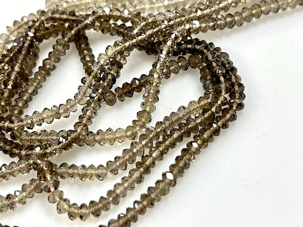 AAA Micro Faceted Multicolor Natural Smoky Quartz Rondelle Beads 4mm Laser Diamond Cut Gemstone 15-15.5" Strand