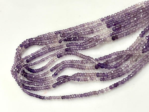 AAA Micro Faceted Multicolor Natural Amethyst Rondelle Beads 4mm Laser Diamond Cut Gemstone 15-15.5" Strand