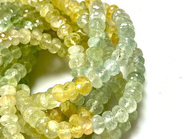 AAA Micro Faceted Multicolor Natural Prehnite Rondelle Beads 8mm Laser Diamond Cut Gemstone 15-15.5" Strand