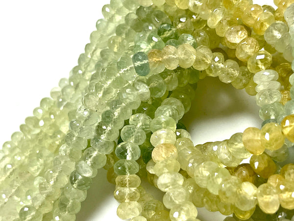 AAA Micro Faceted Multicolor Natural Prehnite Rondelle Beads 8mm Laser Diamond Cut Gemstone 15-15.5" Strand