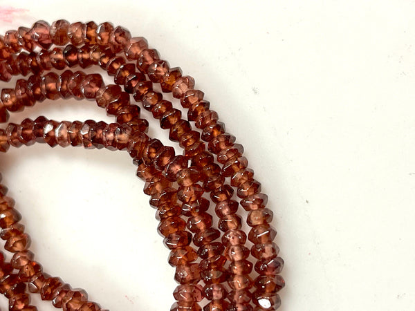 4mm Garnet Natural Gemstone Smooth Rondell Shape Beads 15'' Strand Semi Precious Gemstone Beads