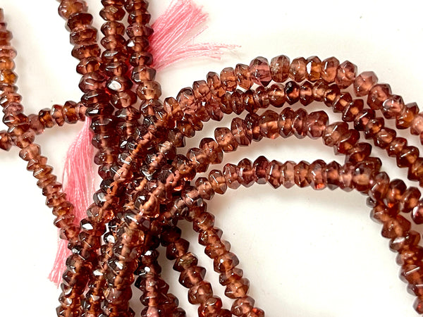 4mm Garnet Natural Gemstone Smooth Rondell Shape Beads 15'' Strand Semi Precious Gemstone Beads