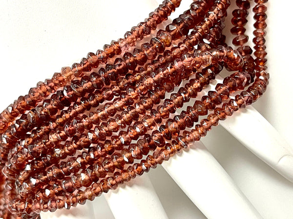 4mm Garnet Natural Gemstone Smooth Rondell Shape Beads 15'' Strand Semi Precious Gemstone Beads