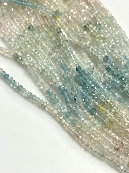 4mm Multi Tone Aquamarine Natural Gemstone Faceted Beads Strand, 15-16 Inch Long Healing Energy Gemstone Beads For Jewelry Making