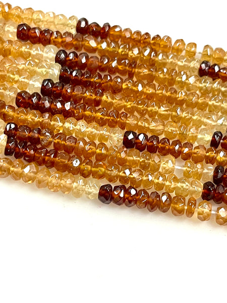 6mm AAA Multi Tone Hessonite Garnet Natural Gemstone Faceted Beads Xtra Long Strand, 20 Inch Long Healing Energy Gemstone Beads