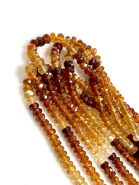 6mm AAA Multi Tone Hessonite Garnet Natural Gemstone Faceted Beads Xtra Long Strand, 20 Inch Long Healing Energy Gemstone Beads