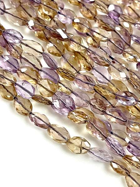 Ametrine Natural Gemstone Faceted Oval Shape Beads Strand, Beads Size 10x8mm, 15" Strand Healing Energy Gemstone Beads For Jewelry Making