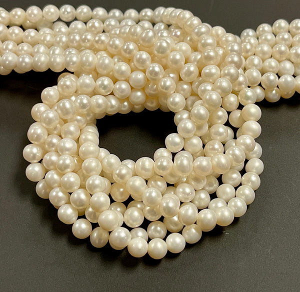 Natural Real Pearl Beads Strand Size 6mm 16" Long Strand For Jewelry Making Healing Yoga Energy Beads, Pearl Gemstone Beads, White Pearl 6mm