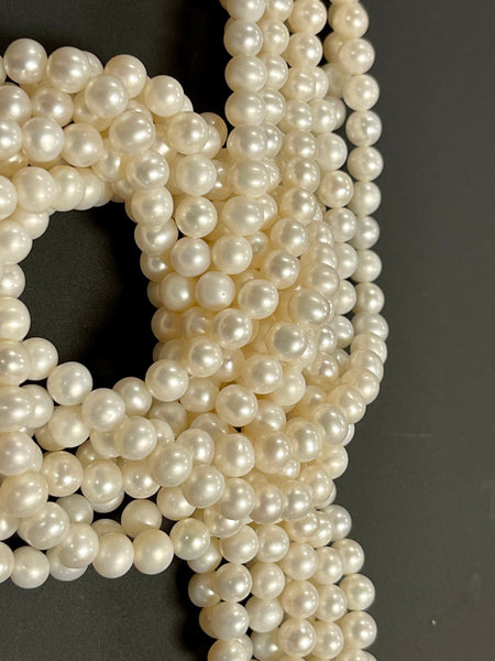 Natural Real Pearl Beads Strand Size 6mm 16" Long Strand For Jewelry Making Healing Yoga Energy Beads, Pearl Gemstone Beads, White Pearl 6mm