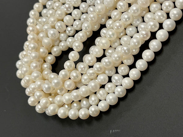 Natural Real Pearl Beads Strand Size 6mm 16" Long Strand For Jewelry Making Healing Yoga Energy Beads, Pearl Gemstone Beads, White Pearl 6mm