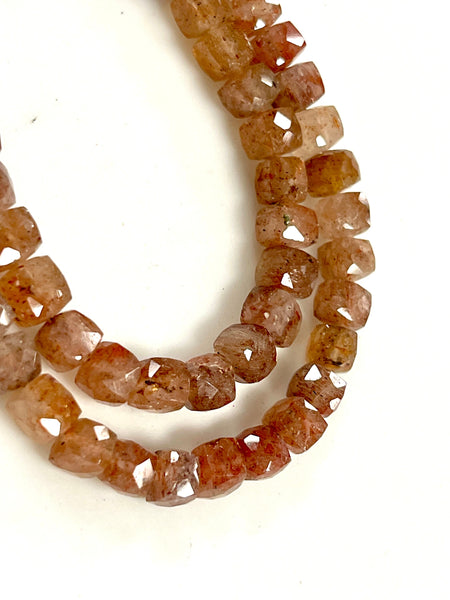 Copper Rutilated Quartz Natural Gemstone Faceted Cube Shape Beads, Handmade Beads Size 8mm Semi Precious Gemstone Beads For Jewelry Making