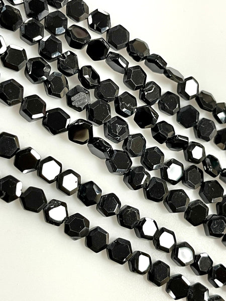 Natural Black Spinal Gemstone Faceted Hexogan Shape Beads 6mm Strand AAA Quality Real Yoga Healing Mala Gemstone Beads for Jewelry Making