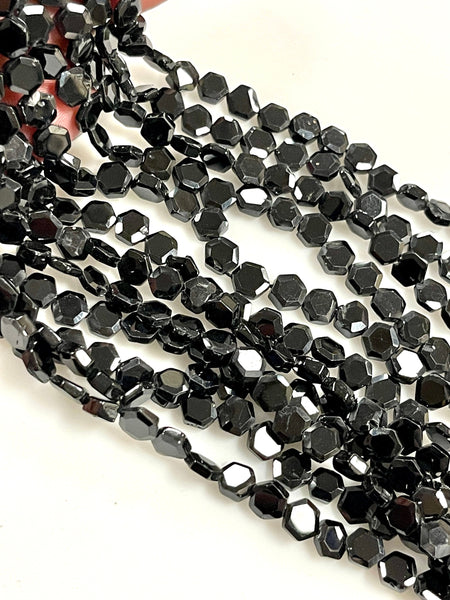 Natural Black Spinal Gemstone Faceted Hexogan Shape Beads 6mm Strand AAA Quality Real Yoga Healing Mala Gemstone Beads for Jewelry Making