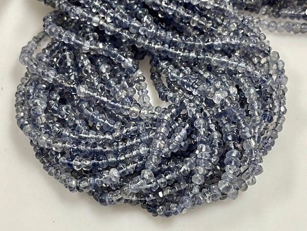 Iolite Natural Gemstone Smooth Rondell Beads Gemstone 15'' Strand 4mm Iolite Semi Precious Gemstone Beads For Jewelry Making Supply