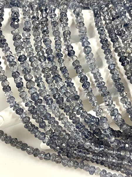 Iolite Natural Gemstone Smooth Rondell Beads Gemstone 15'' Strand 4mm Iolite Semi Precious Gemstone Beads For Jewelry Making Supply