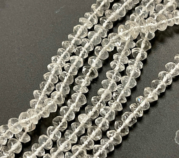 Clear Quartz Natural Gemstone Faceted Beads Strand, 4mm Clear White Quartz Healing Energy Gemstone Beads For DIY Jewelry Making Supplies