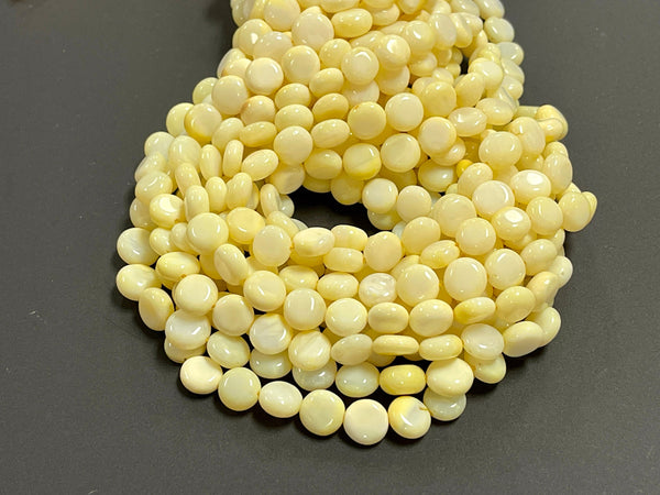 10mm 100% All Natural Smooth Coin Lemon Opal Gemstone Beads Genuine Natural Yellow Green Opal Coin Shape Beads For DIY Jewelry Making Beads