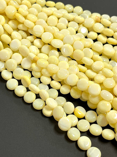 10mm 100% All Natural Smooth Coin Lemon Opal Gemstone Beads Genuine Natural Yellow Green Opal Coin Shape Beads For DIY Jewelry Making Beads