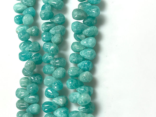 African Amazonite Natural Gemstone Smooth Drops Shape Beads Strand Genuine Semi Precious Amazonite Tear Drops Briolette Gemstone Beads