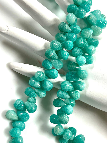 African Amazonite Natural Gemstone Smooth Drops Shape Beads Strand Genuine Semi Precious Amazonite Tear Drops Briolette Gemstone Beads