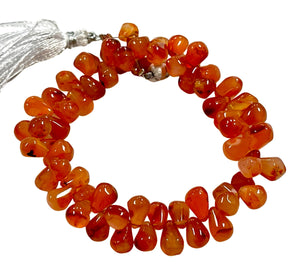 Carnelian Natural Gemstone Tear Drops Briolette Beads Handmade Beads Orange Gemstone 8x6mm for Jewelry Making, Healing Energy Gemstone