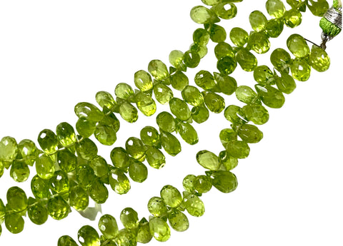 AAA Peridot Natural Gemstone Tear Drops Briolette Beads Handmade Beads Faceted 7x5mm for Jewelry Making, Healing Energy Gemstone