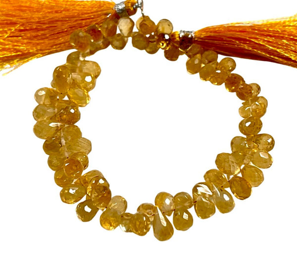 AAA Citrine Natural Gemstone Faceted Drops Shape Beads Strand Genuine Semi Precious Citrine Tear Drops Briolette Gemstone Beads