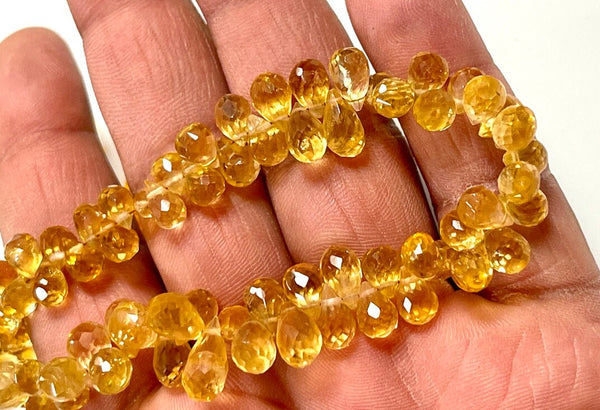 AAA Citrine Natural Gemstone Faceted Drops Shape Beads Strand Genuine Semi Precious Citrine Tear Drops Briolette Gemstone Beads