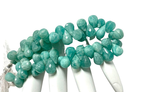 African Amazonite Natural Gemstone Faceted Drops Shape Beads Strand Genuine Semi Precious Amazonite Tear Drops Briolette Gemstone Beads