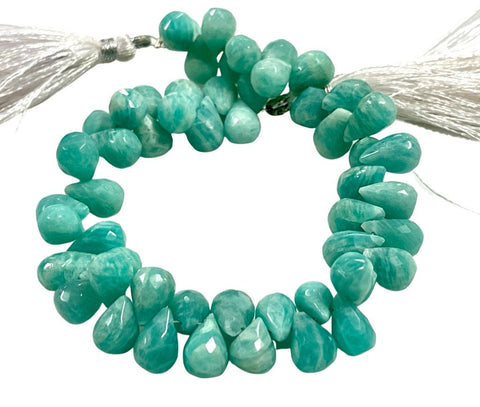 African Amazonite Natural Gemstone Faceted Drops Shape Beads Strand Genuine Semi Precious Amazonite Tear Drops Briolette Gemstone Beads