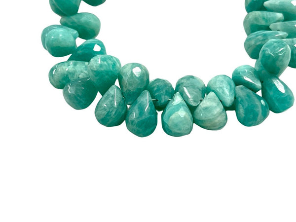 African Amazonite Natural Gemstone Faceted Drops Shape Beads Strand Genuine Semi Precious Amazonite Tear Drops Briolette Gemstone Beads