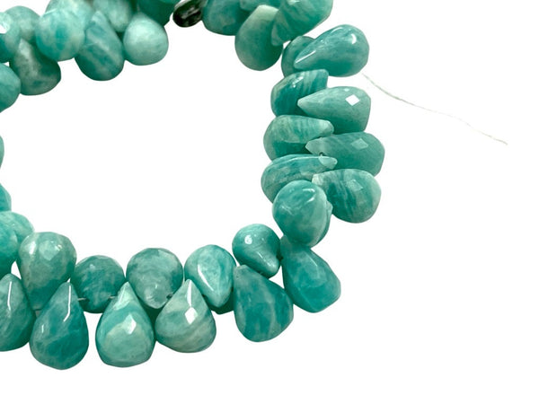 African Amazonite Natural Gemstone Faceted Drops Shape Beads Strand Genuine Semi Precious Amazonite Tear Drops Briolette Gemstone Beads