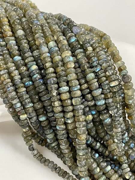 Natural Labradorite Real Gemstone Rondell Shape Beads Strand Size 6mm Full Strand AAA Quality Yoga Healing Real Gemstone Beads