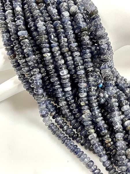 Natural Iolite Real Gemstone Rondell Shape Beads Strand Size 6mm Full Strand AAA Quality Yoga Healing Real Gemstone Beads