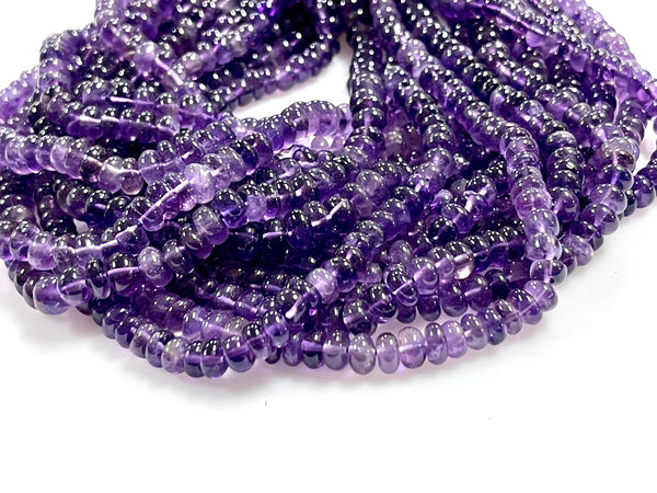 Natural Amethyst Real Gemstone Rondell Shape Beads Strand Size 6mm Full Strand AAA Quality Yoga Healing Real Gemstone Beads