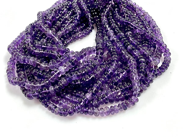 Natural Amethyst Real Gemstone Rondell Shape Beads Strand Size 6mm Full Strand AAA Quality Yoga Healing Real Gemstone Beads