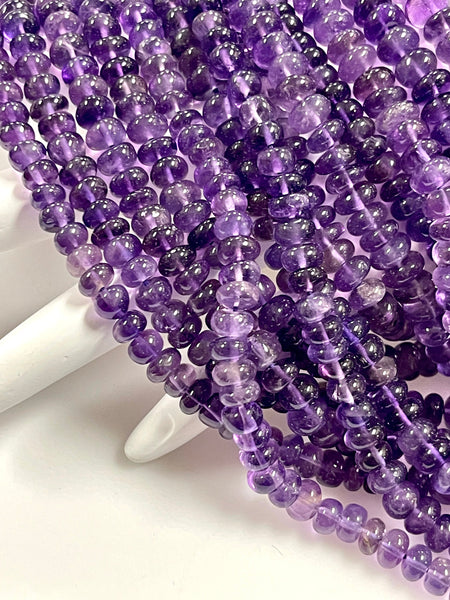 Natural Amethyst Real Gemstone Rondell Shape Beads Strand Size 6mm Full Strand AAA Quality Yoga Healing Real Gemstone Beads