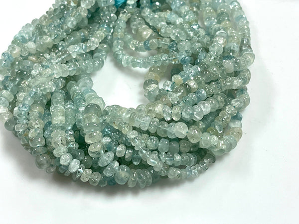 Natural Aquamarine Real Gemstone Rondell Shape Beads Strand Size 6-8mm Full Strand Yoga Healing Real Gemstone Beads