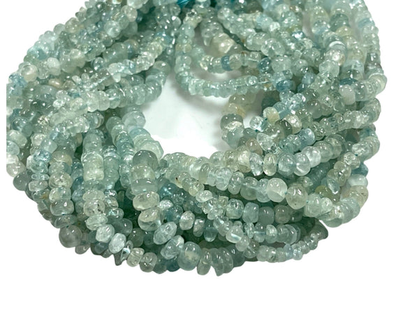 Natural Aquamarine Real Gemstone Rondell Shape Beads Strand Size 6-8mm Full Strand Yoga Healing Real Gemstone Beads