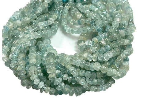 Natural Aquamarine Real Gemstone Rondell Shape Beads Strand Size 6-8mm Full Strand Yoga Healing Real Gemstone Beads