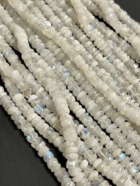 Natural Rainbow Moonstone Real Gemstone Rondell Shape Beads Strand Size 6mm Full Strand AAA Quality Yoga Healing Real Gemstone Beads