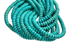 Blue Turquoise Smooth Rondell Beads , Beads Size 8mm 15.5" Long Strand Blue Turquoise Gemstone Beads for Jewelry Making