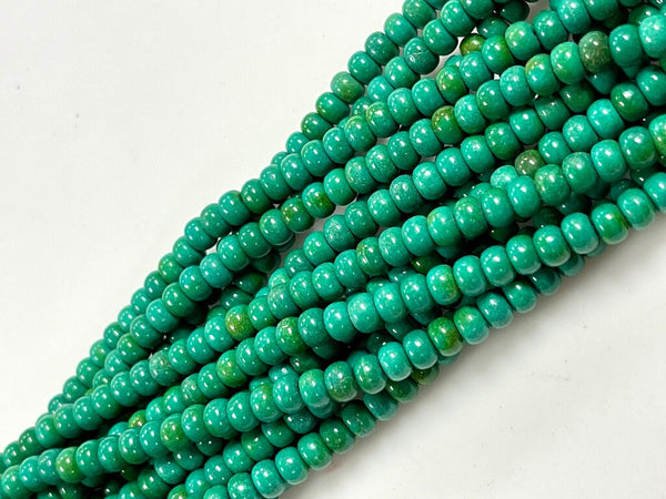 Green Turquoise Smooth Rondell Beads , Beads Size 6mm 15.5" Long Strand Blue Turquoise Gemstone Beads for Jewelry Making