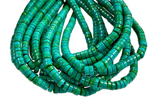 Turquoise Gemstone Heishi Disc Shape, Tyre Shape Beads Strand Size 6x2mm 15.5" Long Strand Green Turquoise Gemstone Beads for Jewelry Making