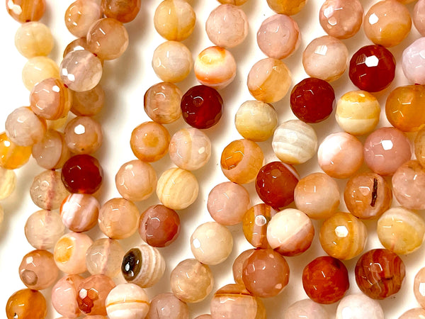 Peach Fire Agate Natural Gemstone Faceted Beads Strand, Agate Beads Size 10mm Healing Energy Gemstone Beads For Jewelry Making