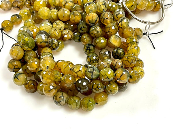 Green Dragon Vein Fire Agate Natural Gemstone Faceted Beads Strand, Agate Beads Size 10mm Healing Energy Gemstone Beads For Jewelry Making