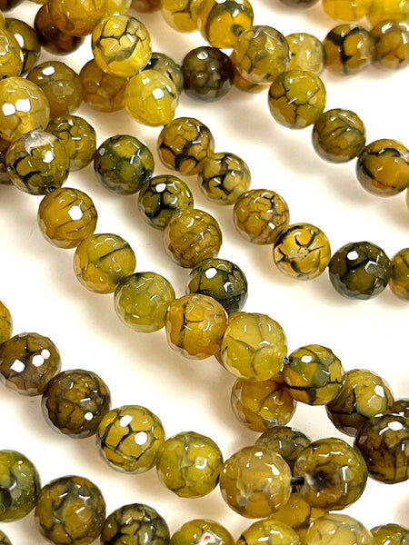 Green Dragon Vein Fire Agate Natural Gemstone Faceted Beads Strand, Agate Beads Size 10mm Healing Energy Gemstone Beads For Jewelry Making