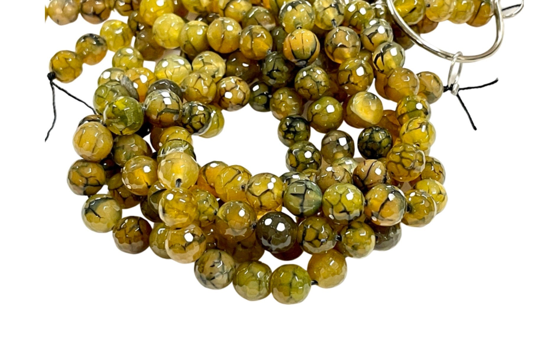 Green Dragon Vein Fire Agate Natural Gemstone Faceted Beads Strand, Agate Beads Size 10mm Healing Energy Gemstone Beads For Jewelry Making